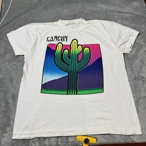 VTG 90s Single Stitched Cancun‎ Colorful Art Location Tshirt Size Large